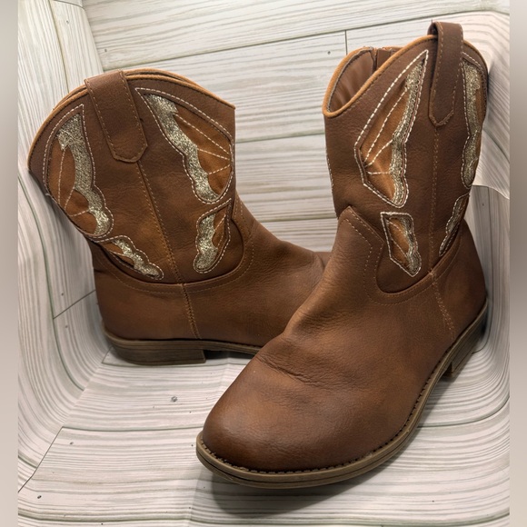 Steve Madden Girl Boots Brown and Gold size 5 - Picture 2 of 6